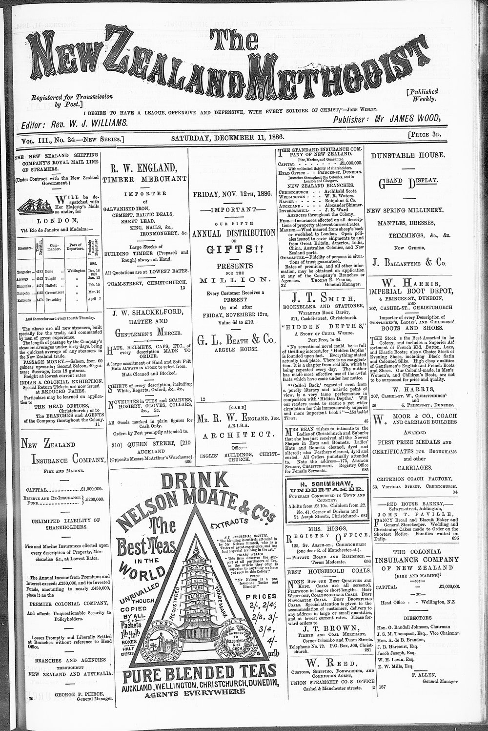 The New Zealand Methodist Times: 11th December 1886