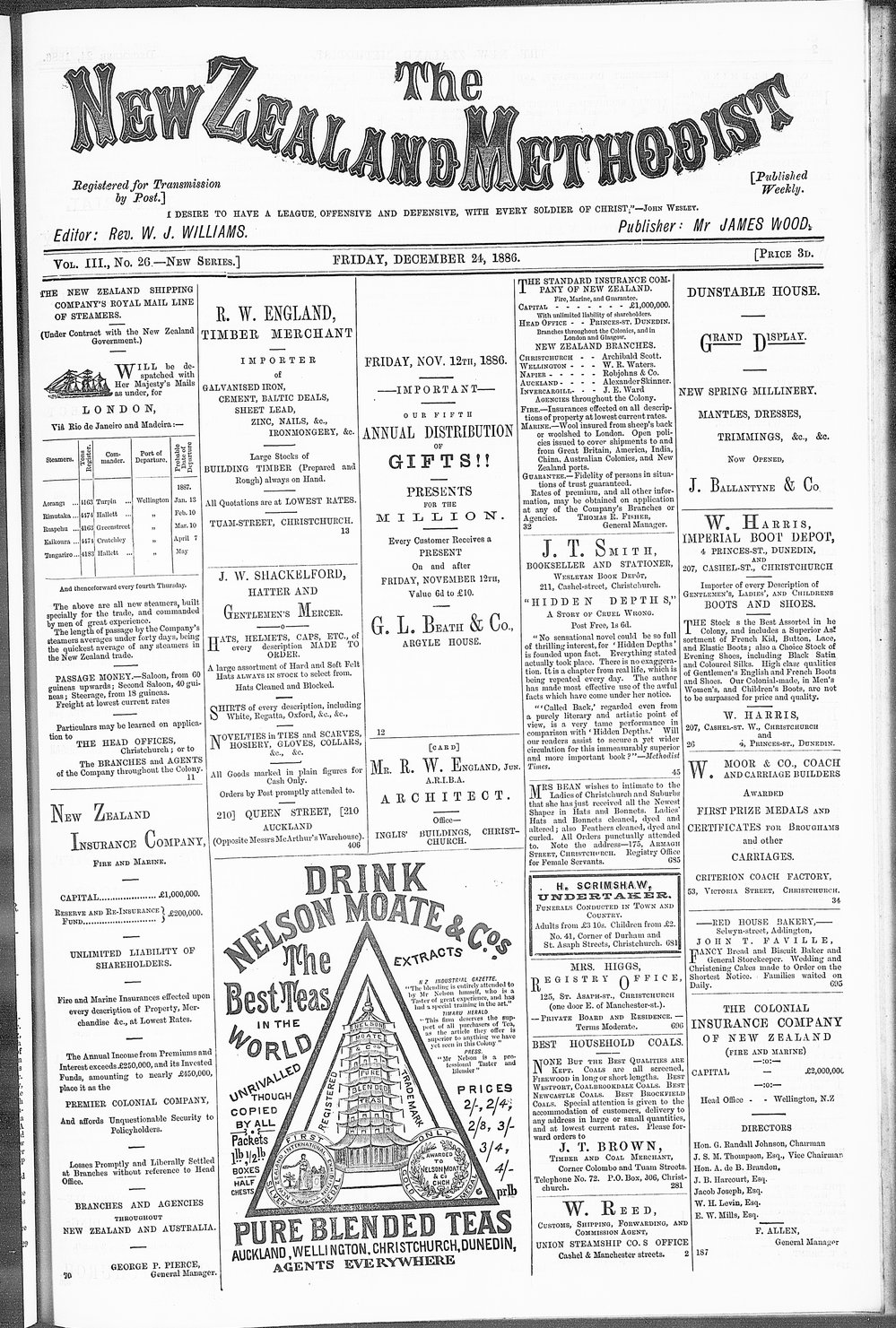 The New Zealand Methodist Times: 24th December 1886