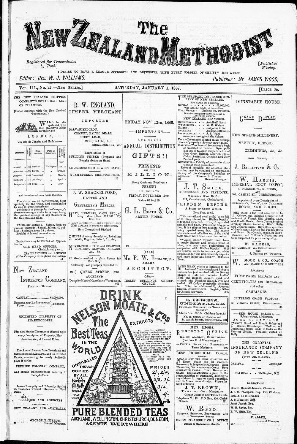 The New Zealand Methodist Times: 1st January 1887