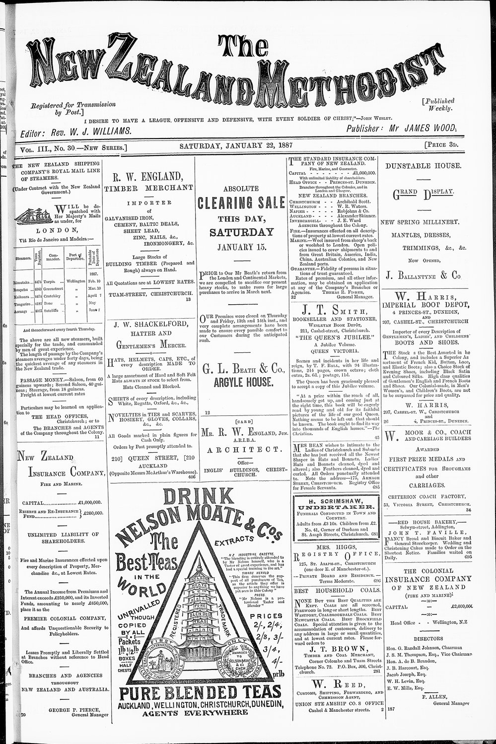 The New Zealand Methodist Times: 22nd January 1887