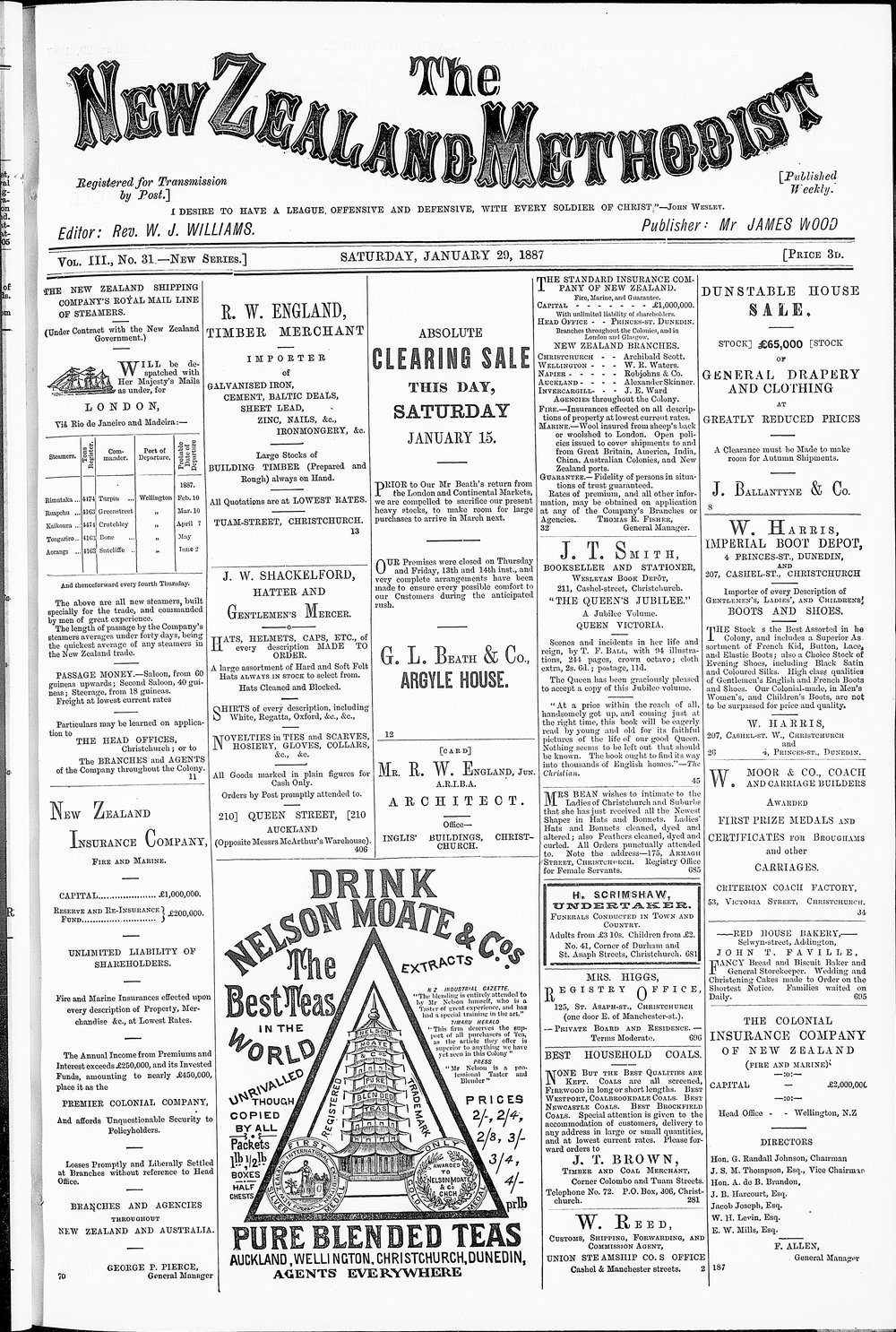 The New Zealand Methodist Times: 29th January 1887