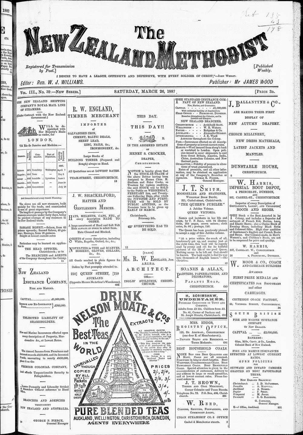 The New Zealand Methodist Times: 26th March 1887