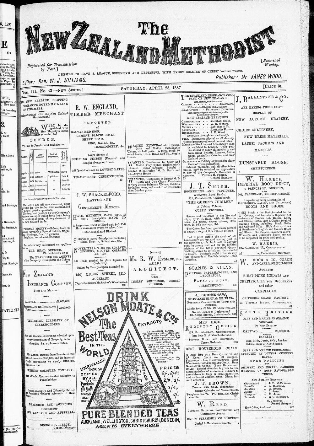 The New Zealand Methodist Times: 23rd April 1887