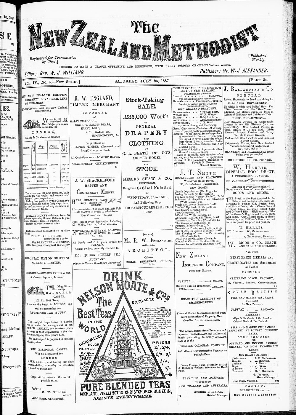 The New Zealand Methodist Times: 23rd July 1887