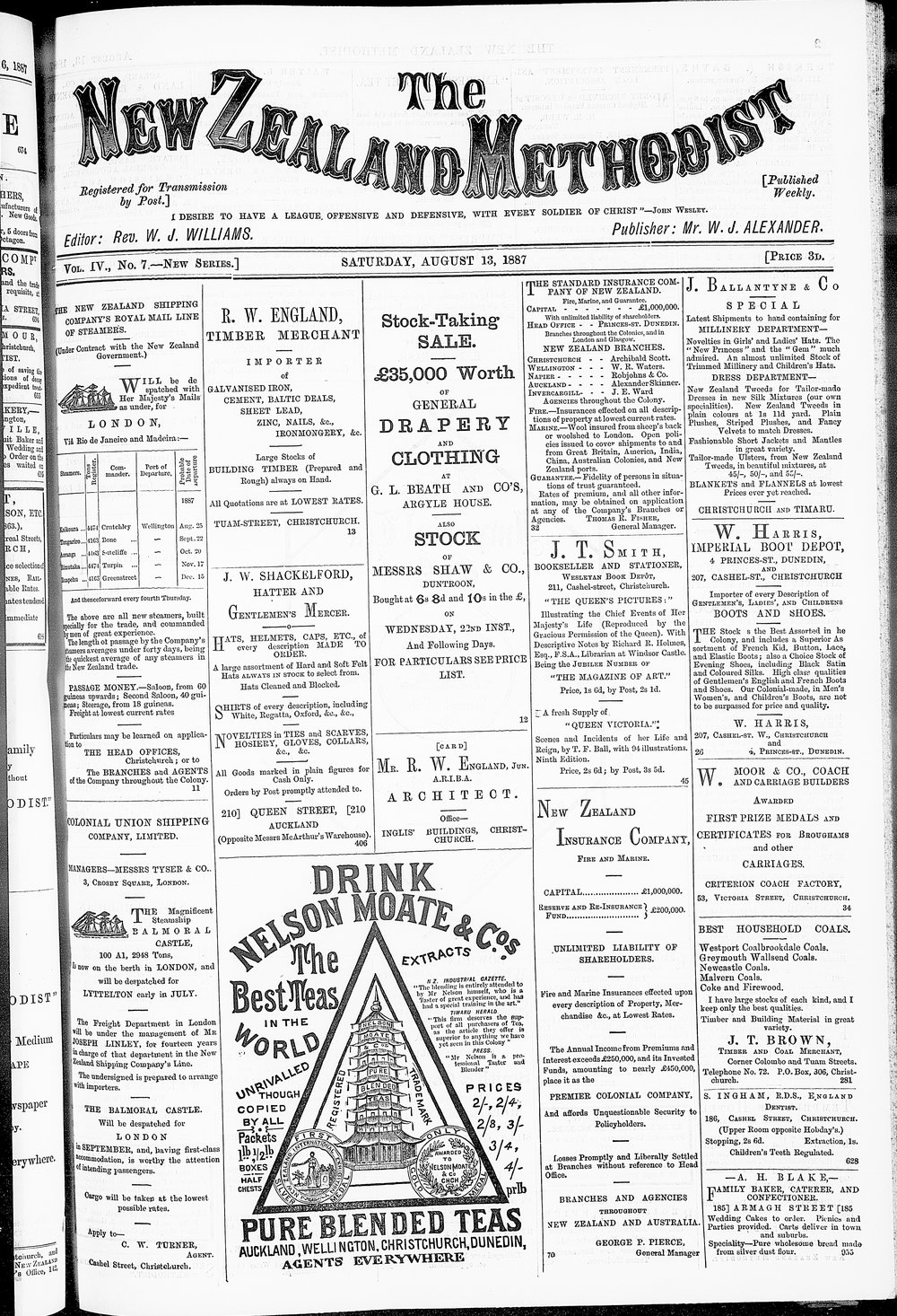 The New Zealand Methodist Times: 13th August 1887