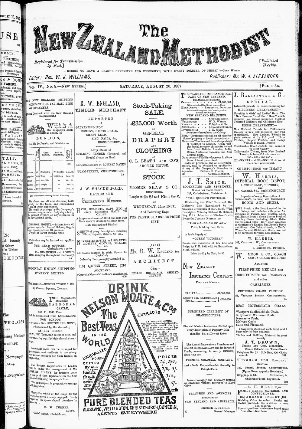 The New Zealand Methodist Times: 20th August 1887