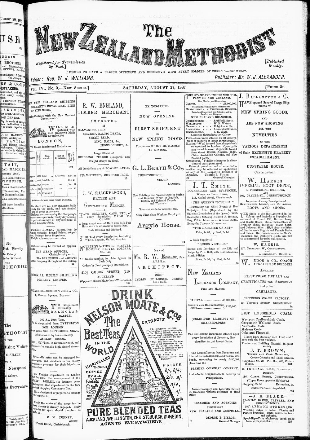 The New Zealand Methodist Times: 27th August 1887