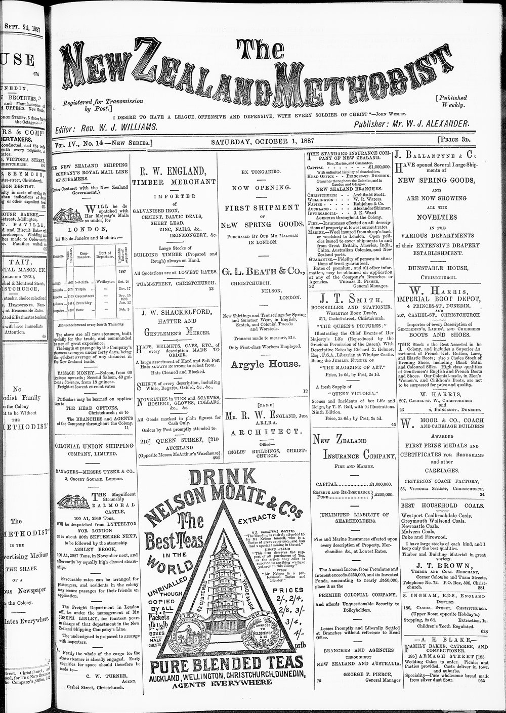 The New Zealand Methodist Times: 1st October 1887