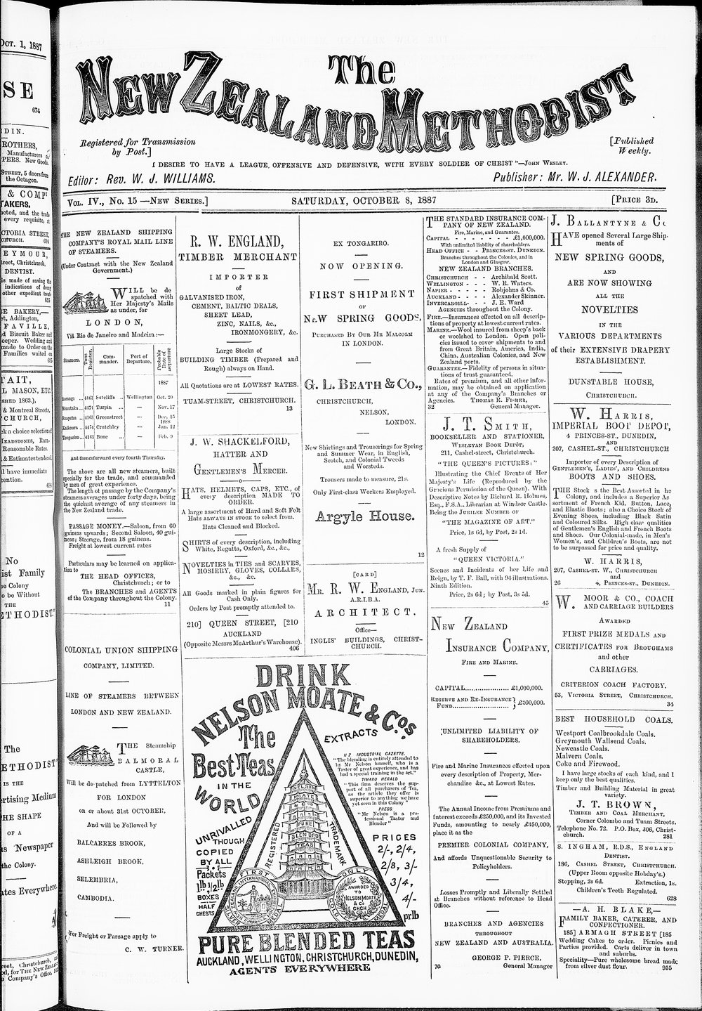 The New Zealand Methodist Times: 8th October 1887