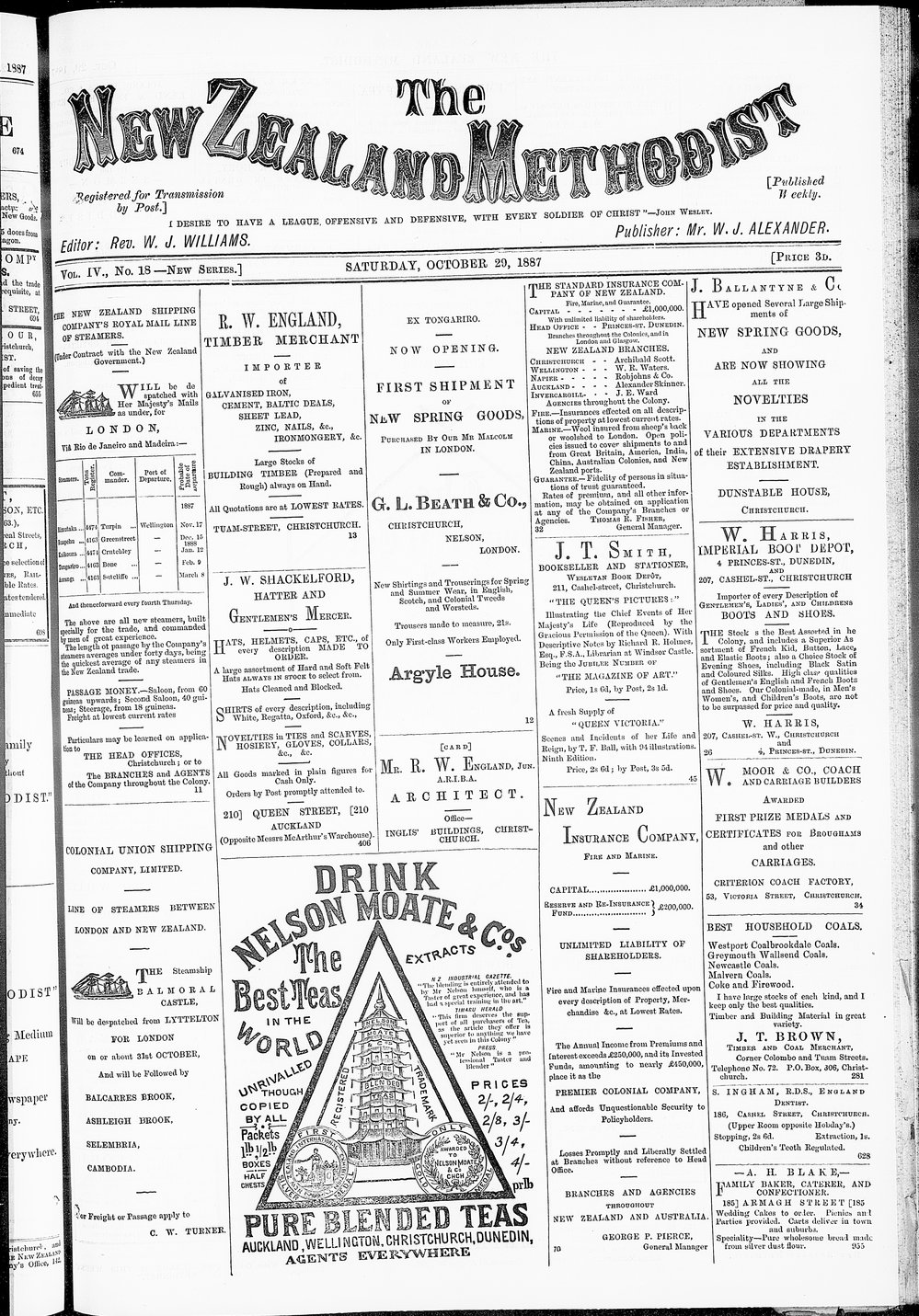 The New Zealand Methodist Times: 29th October 1887