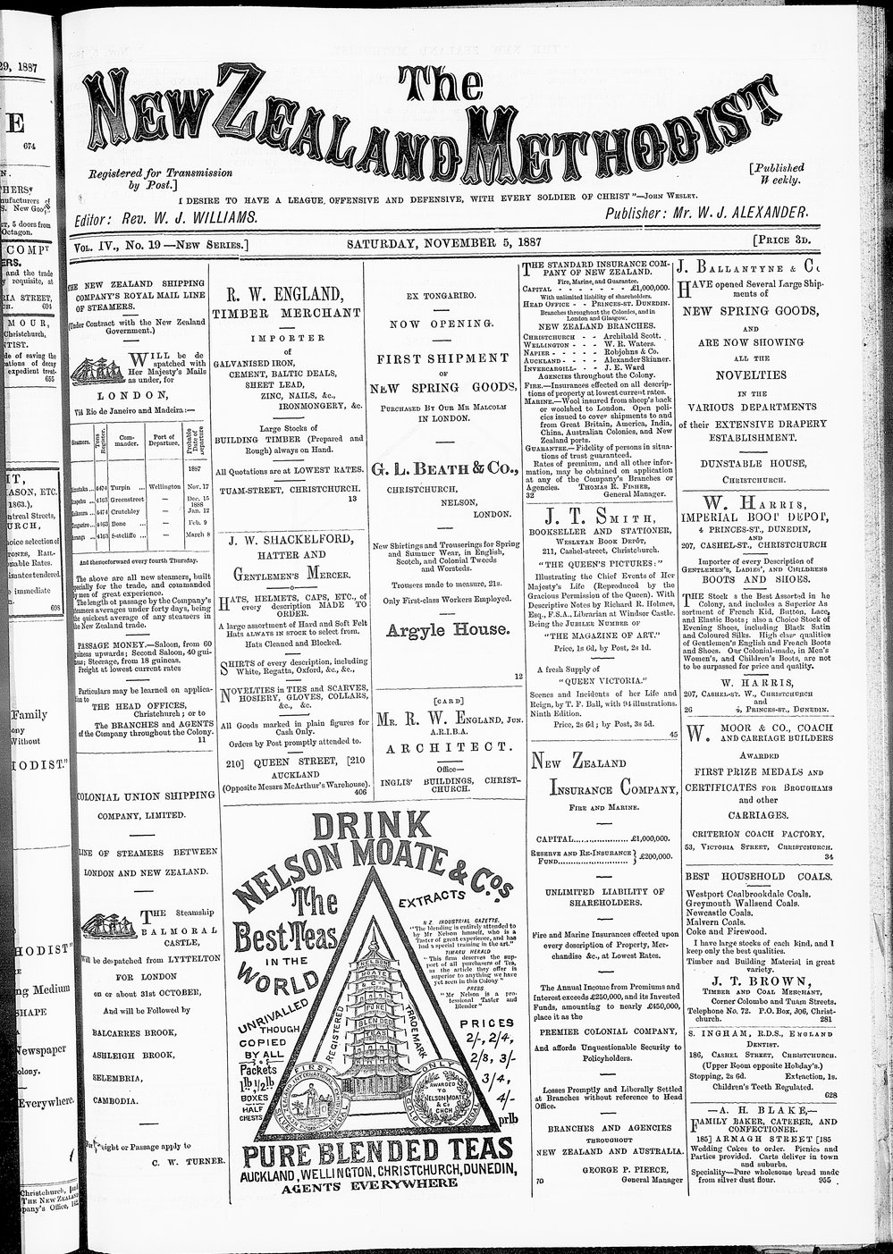 The New Zealand Methodist Times: 5th November 1887