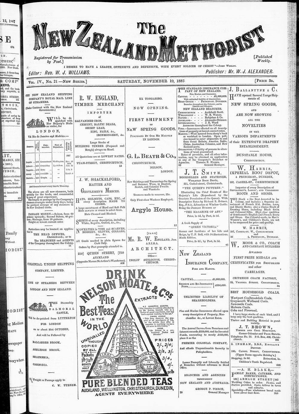 The New Zealand Methodist Times: 19th November 1887