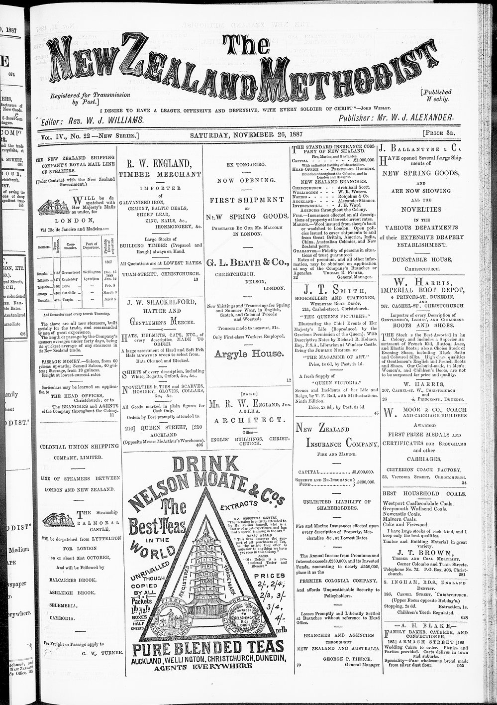 The New Zealand Methodist Times: 26th November 1887
