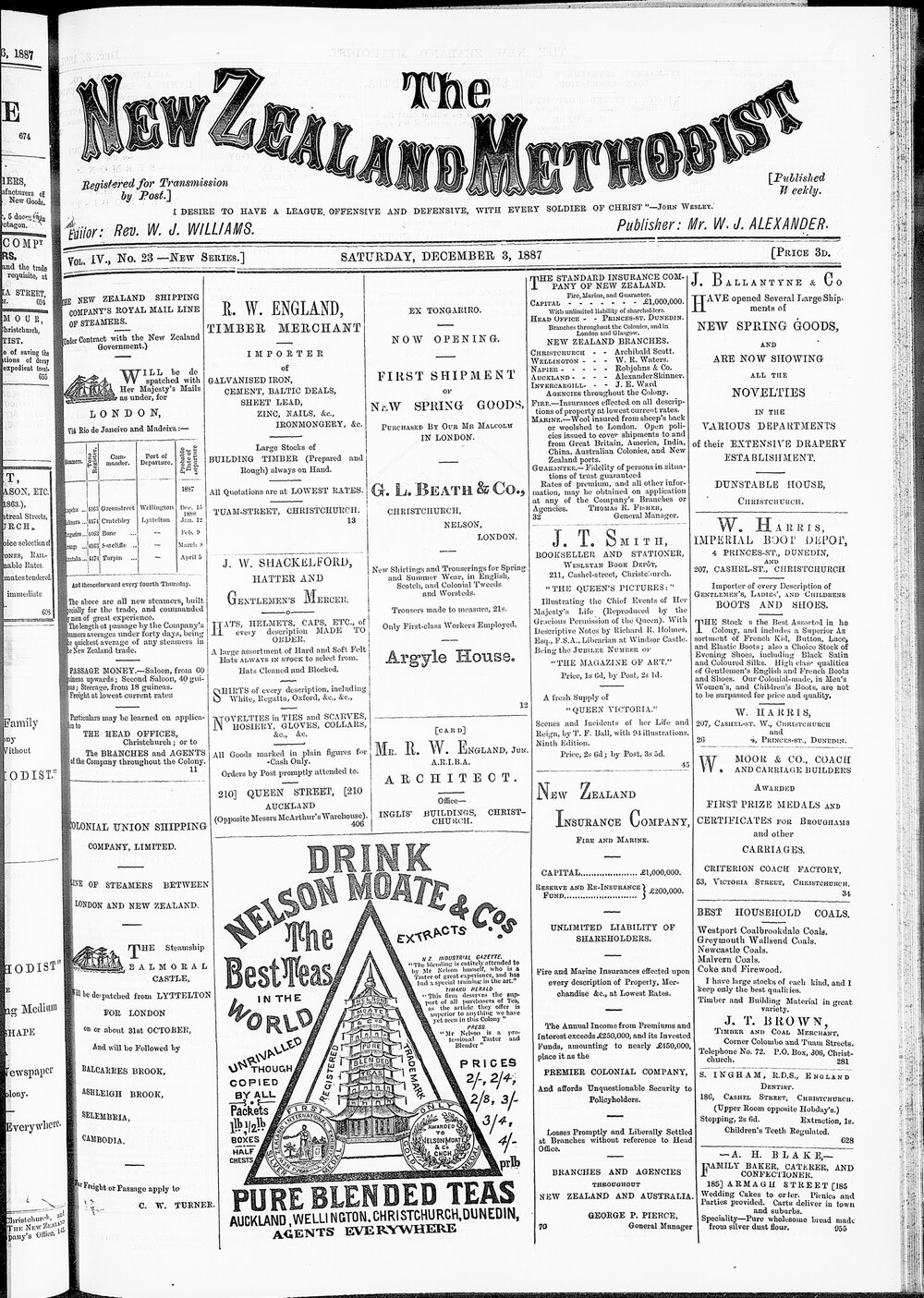 The New Zealand Methodist Times: 3rd December 1887