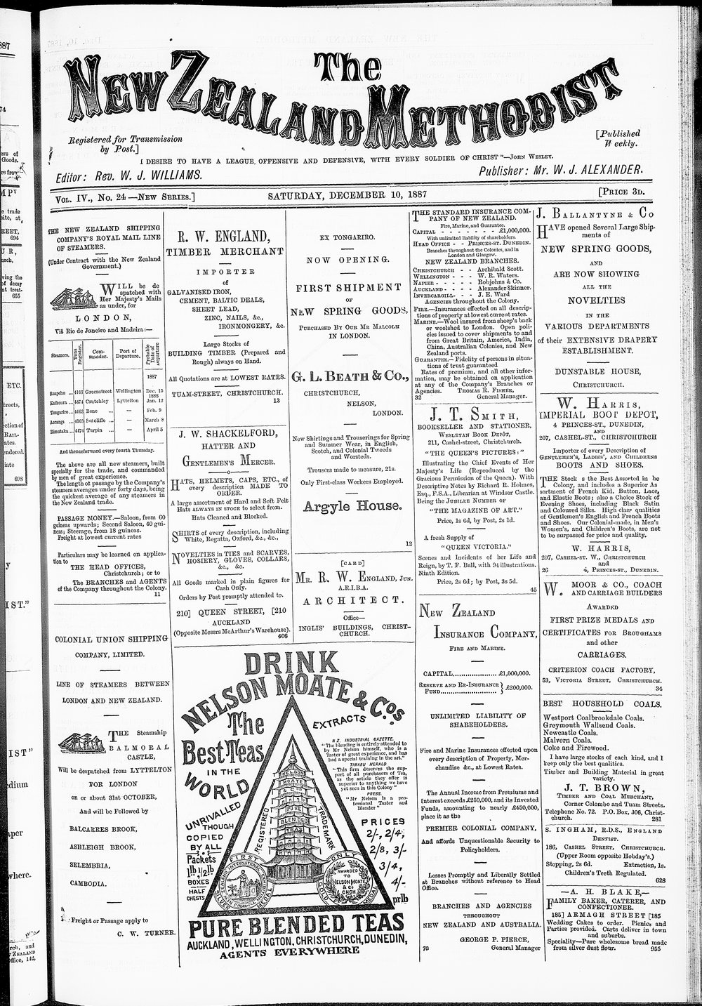 The New Zealand Methodist Times: 10th December 1887