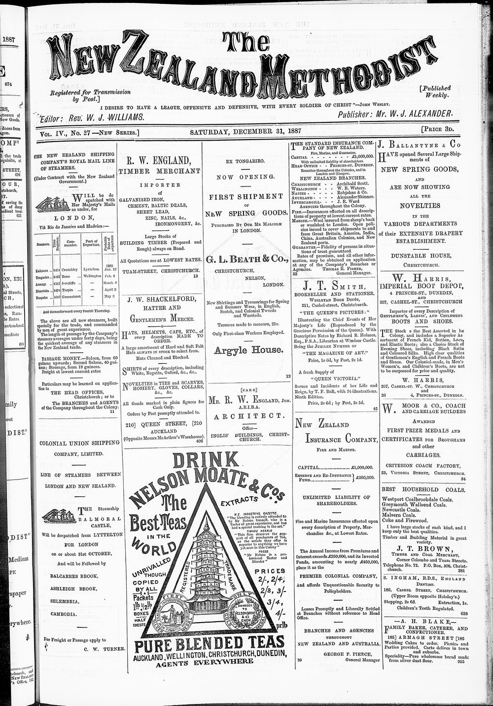 The New Zealand Methodist Times: 31st December 1887