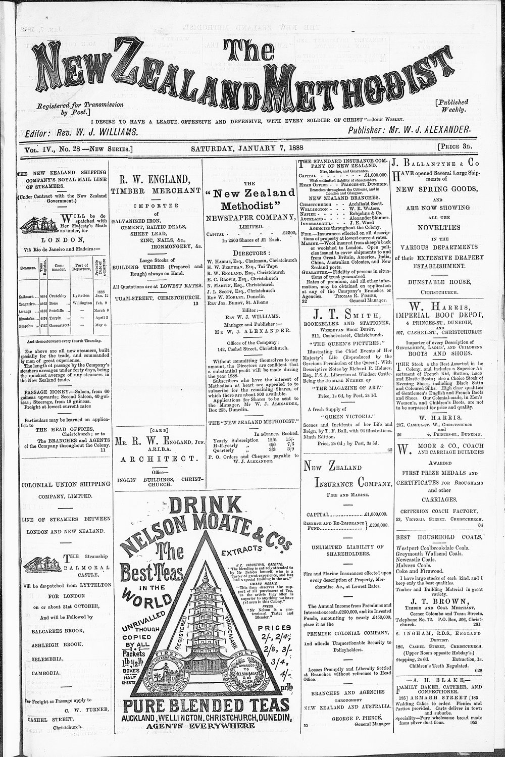 The New Zealand Methodist Times: 7th January 1888