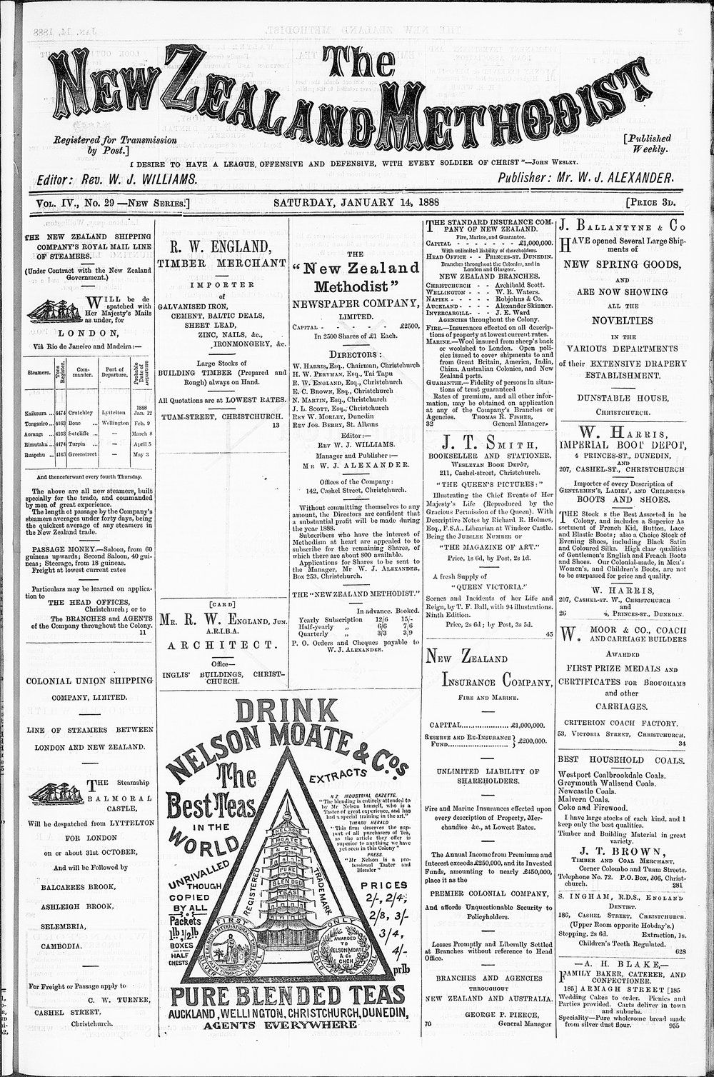 The New Zealand Methodist Times: 14th January 1888