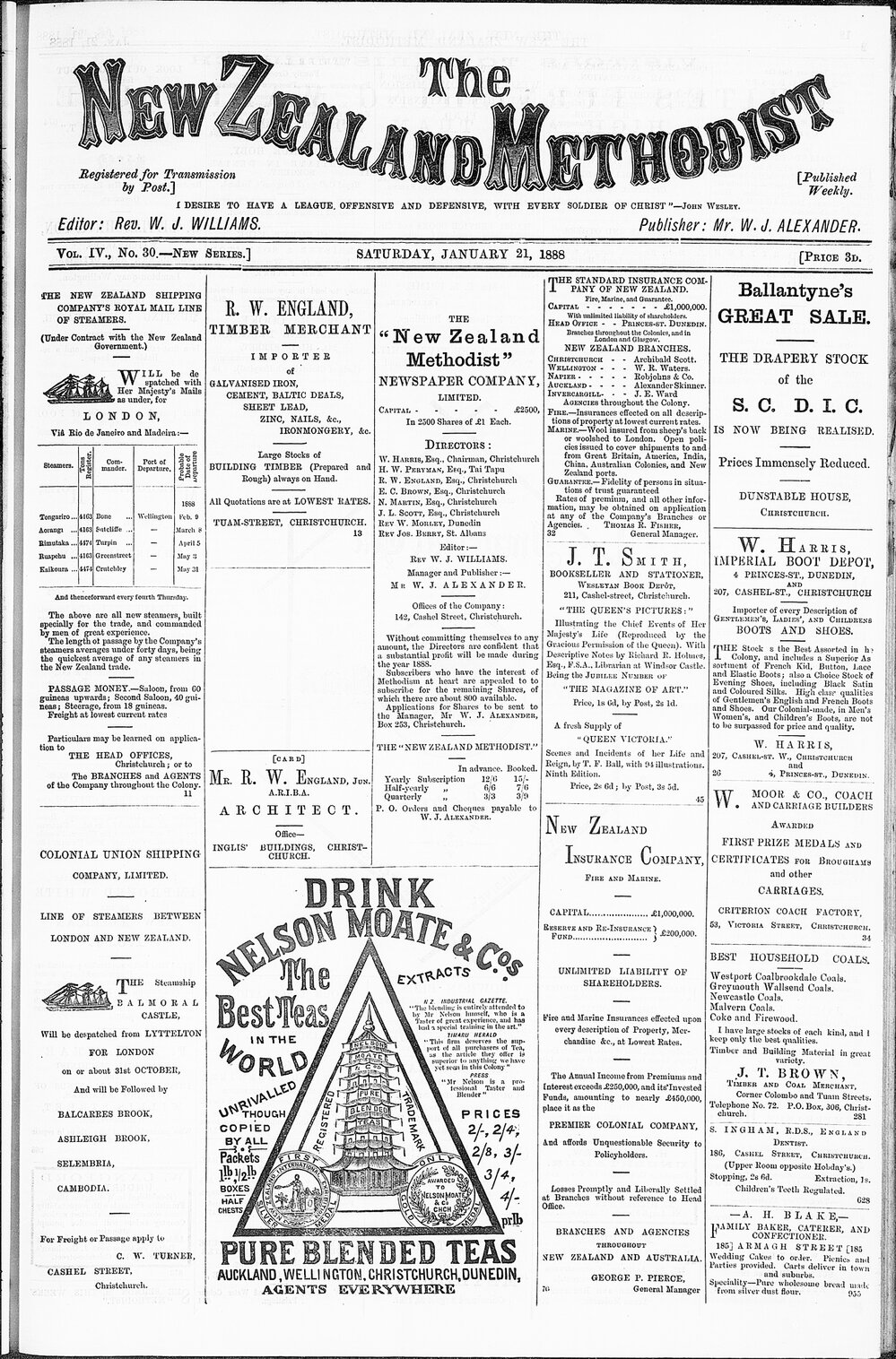 The New Zealand Methodist Times: 21st January 1888