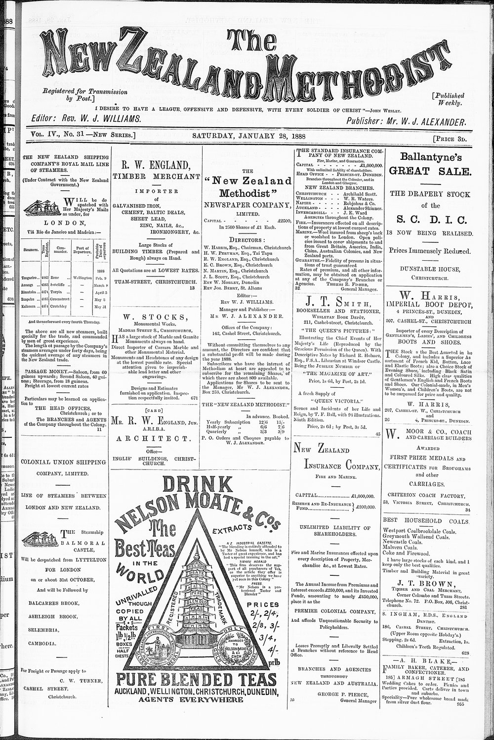 The New Zealand Methodist Times: 28th January 1888