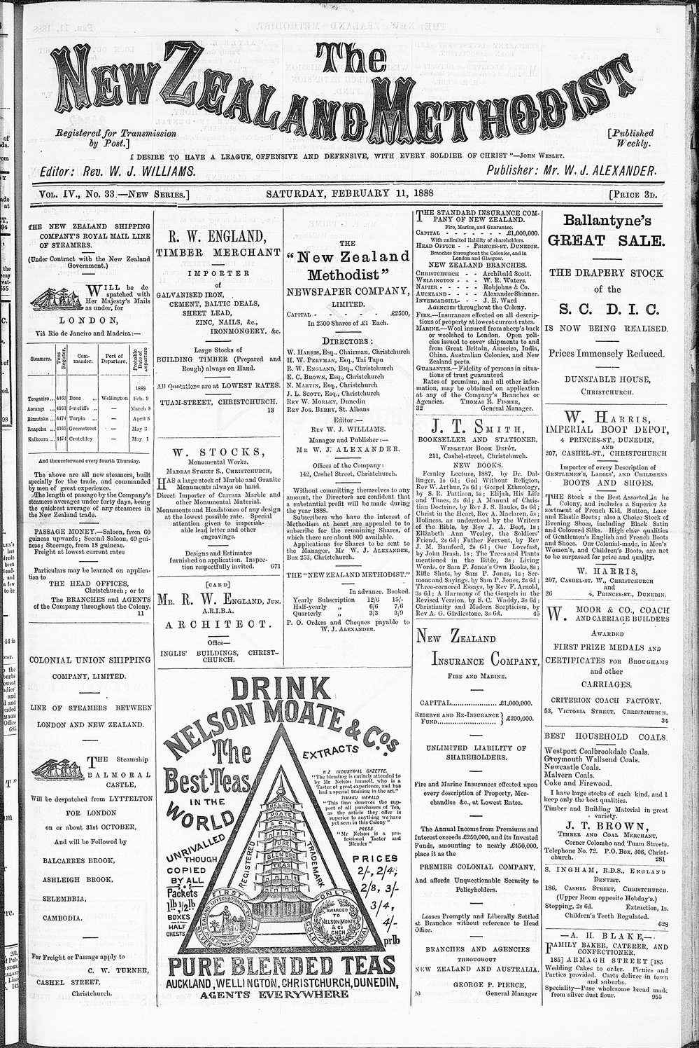 The New Zealand Methodist Times: 11th February 1888