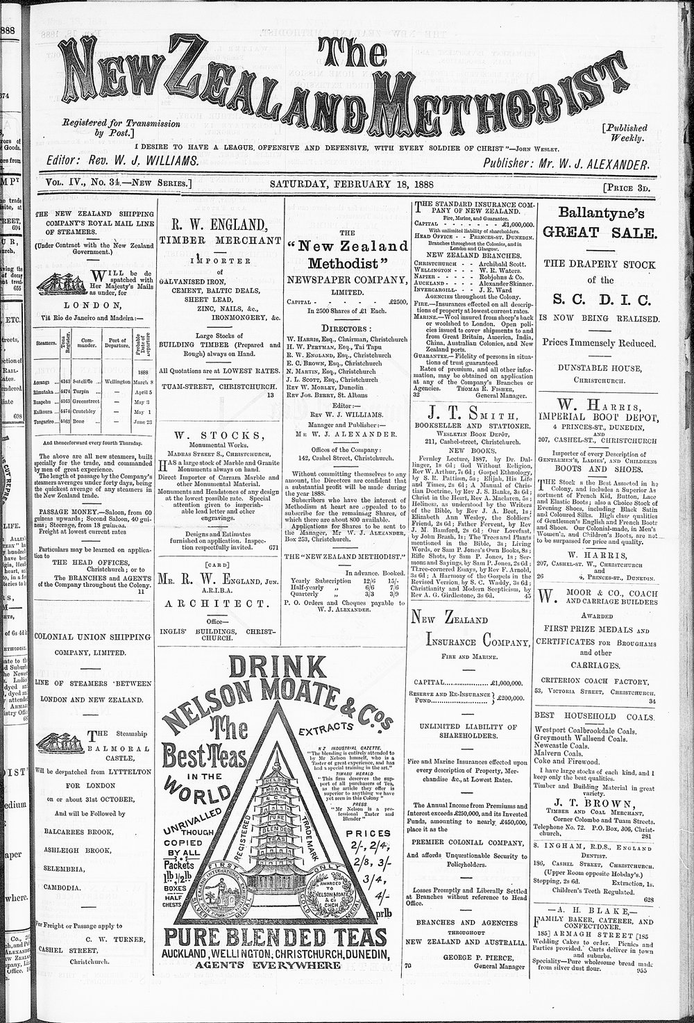 The New Zealand Methodist Times: 18th February 1888
