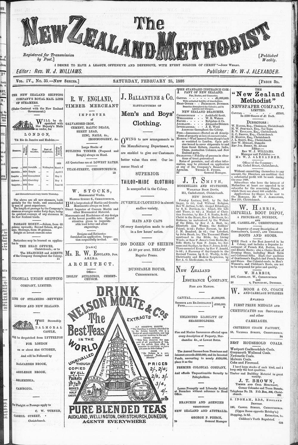 The New Zealand Methodist Times: 25th February 1888