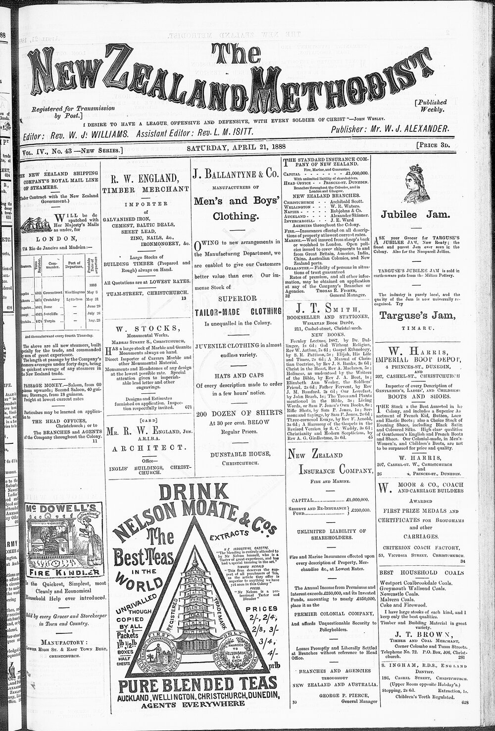 The New Zealand Methodist Times: 21st April 1888