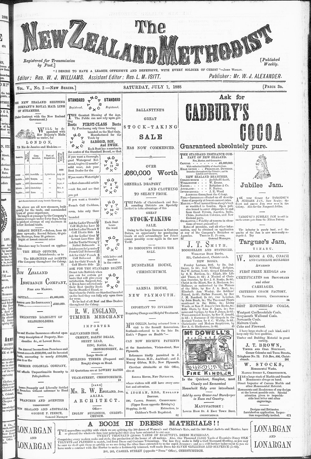 The New Zealand Methodist Times: 7th July 1888