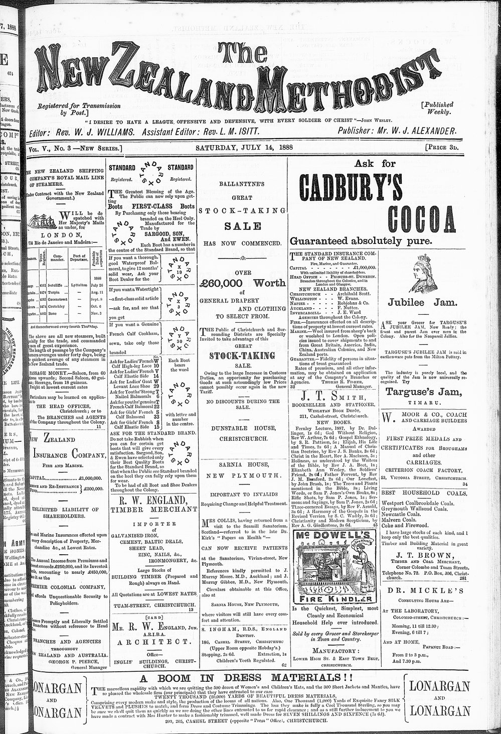 The New Zealand Methodist Times: 14th July 1888