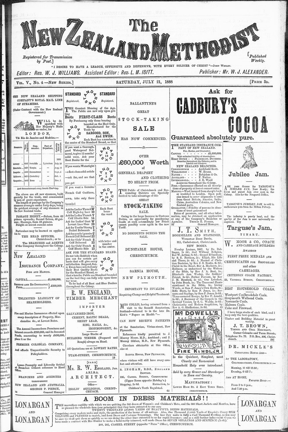 The New Zealand Methodist Times: 21st July 1888