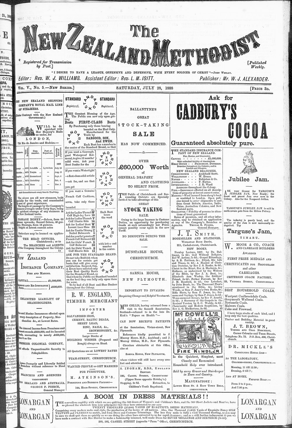The New Zealand Methodist Times: 28th July 1888