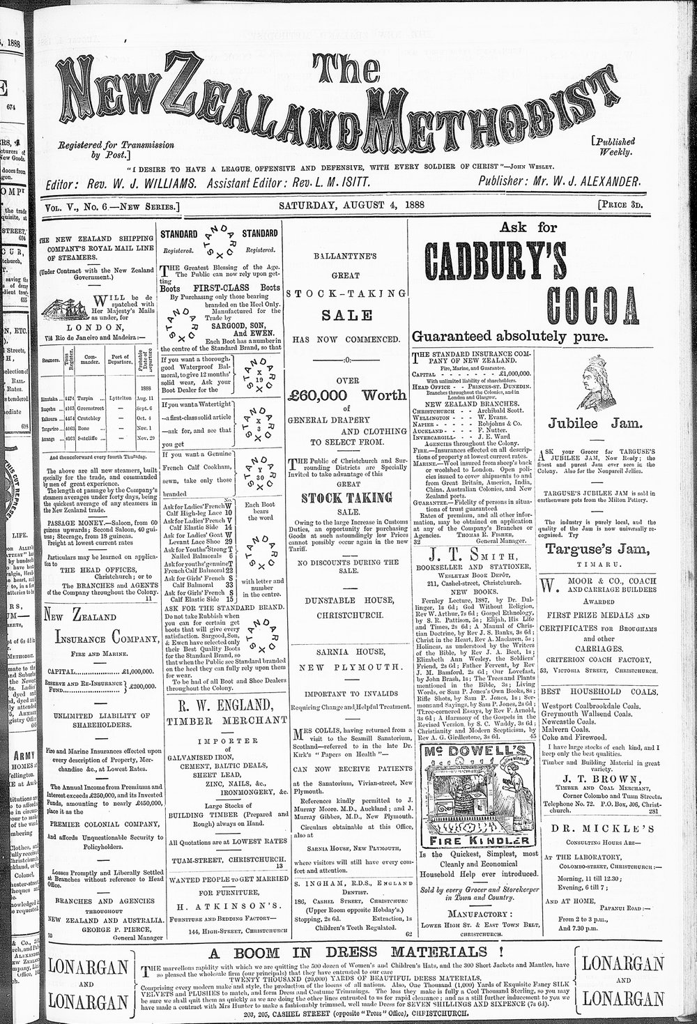 The New Zealand Methodist Times: 4th August 1888