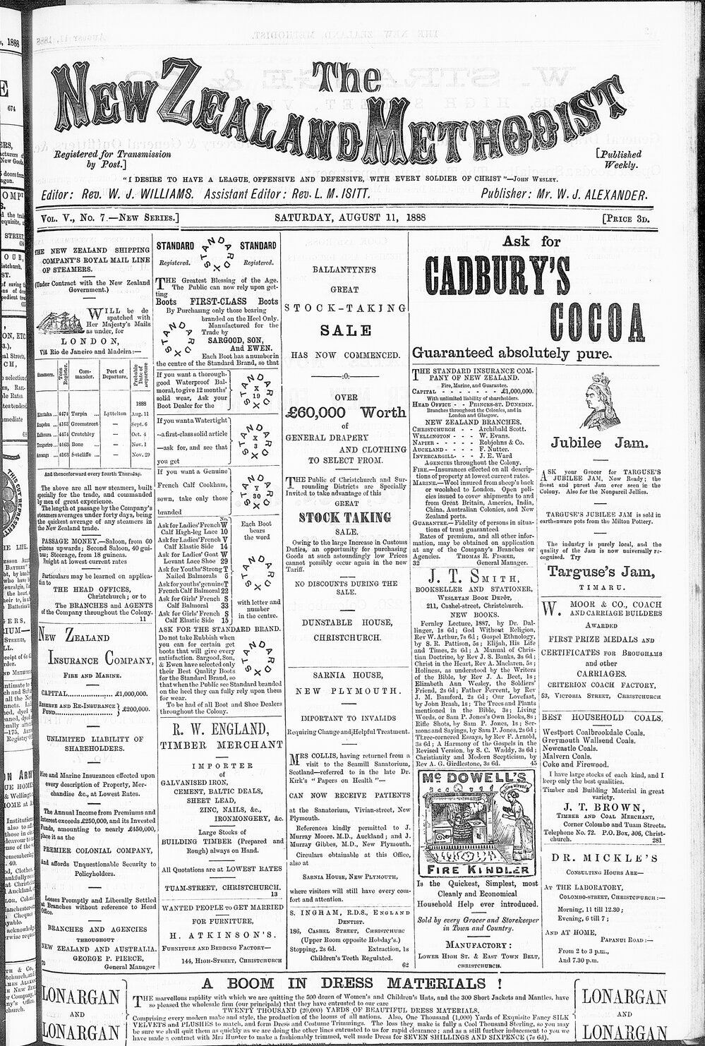 The New Zealand Methodist Times: 11th August 1888