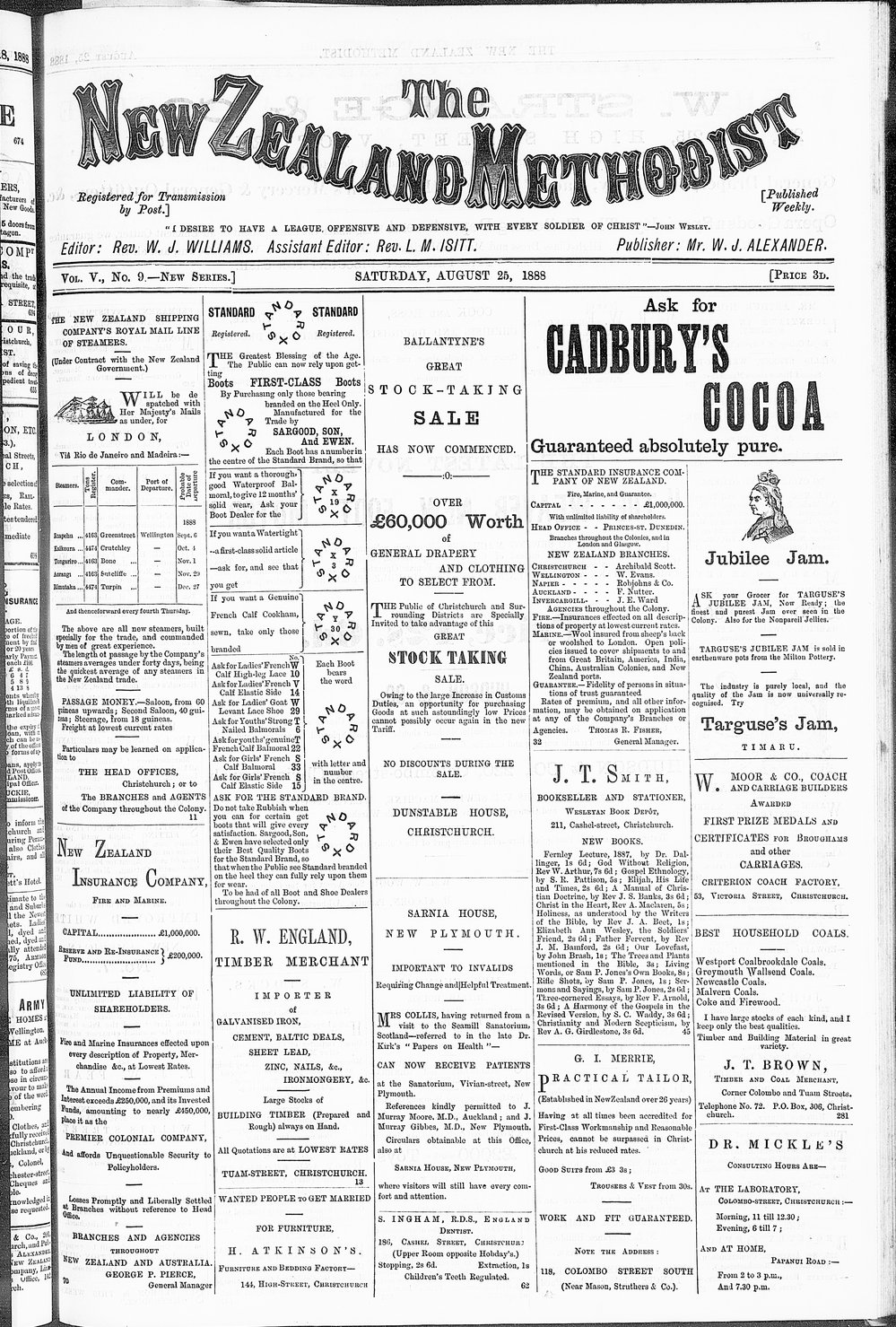 The New Zealand Methodist Times: 25th August 1888