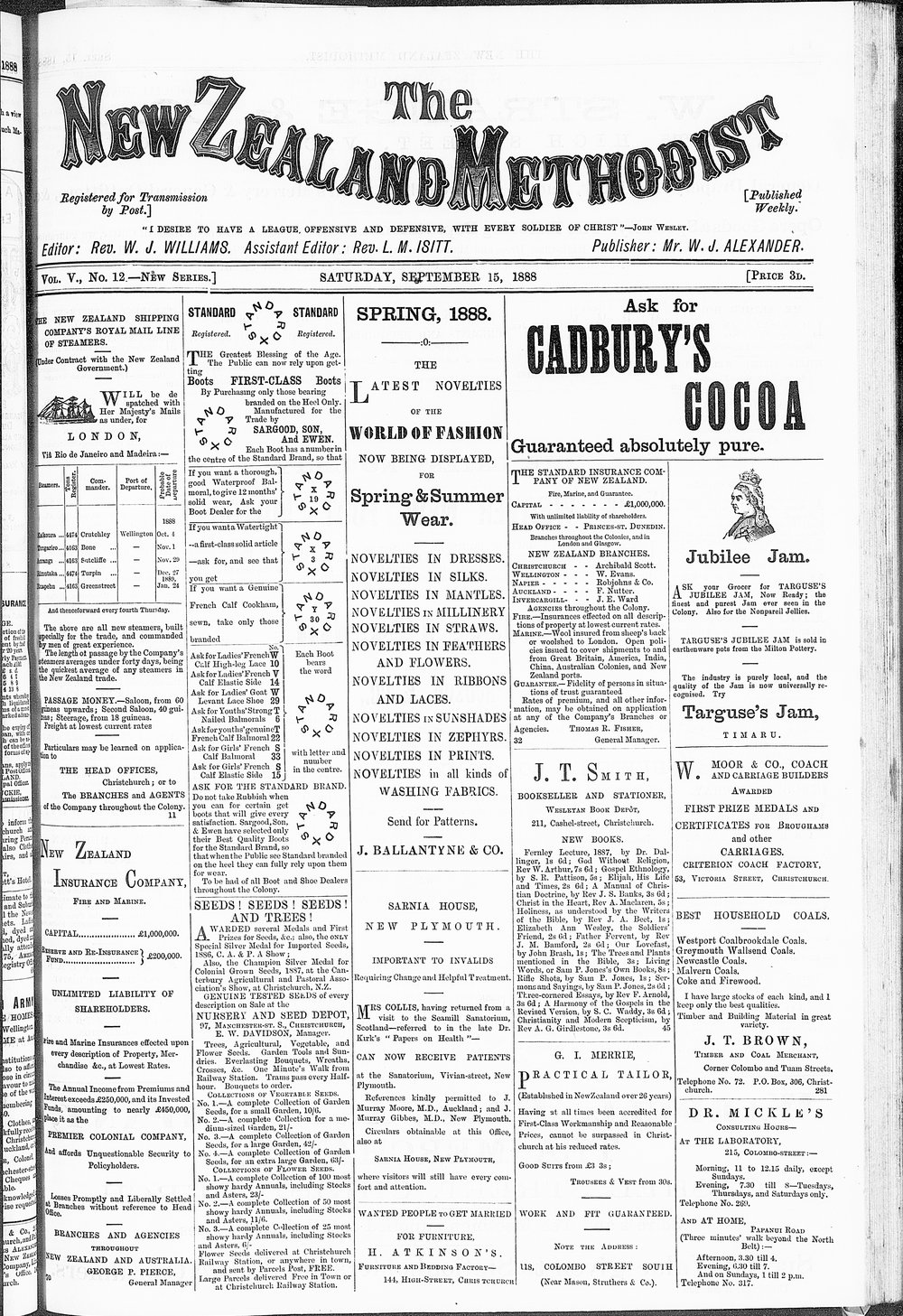 The New Zealand Methodist Times: 15th September 1888
