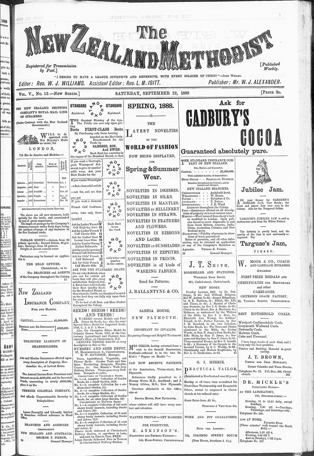 The New Zealand Methodist Times: 22nd September 1888