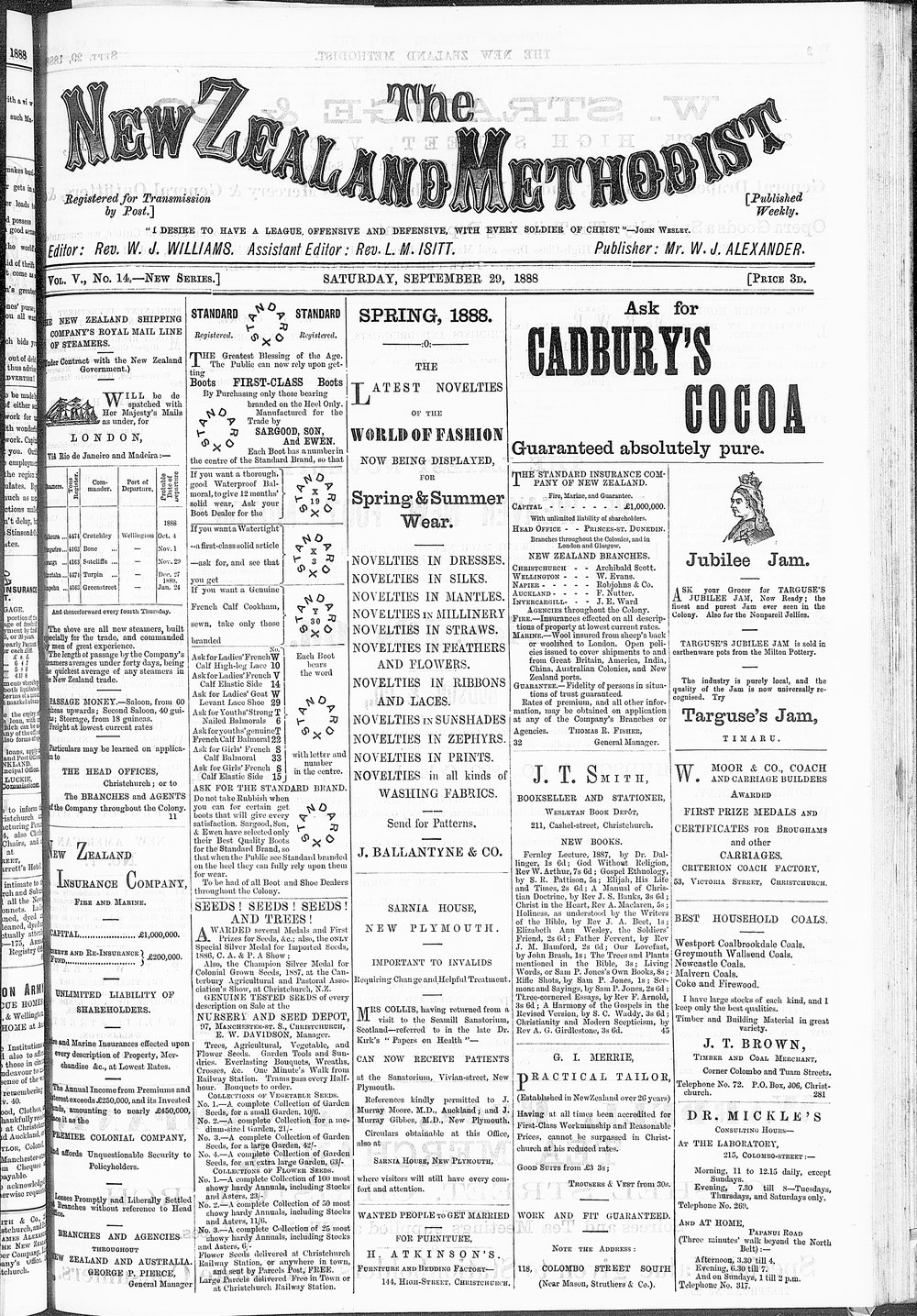 The New Zealand Methodist Times: 29th September 1888