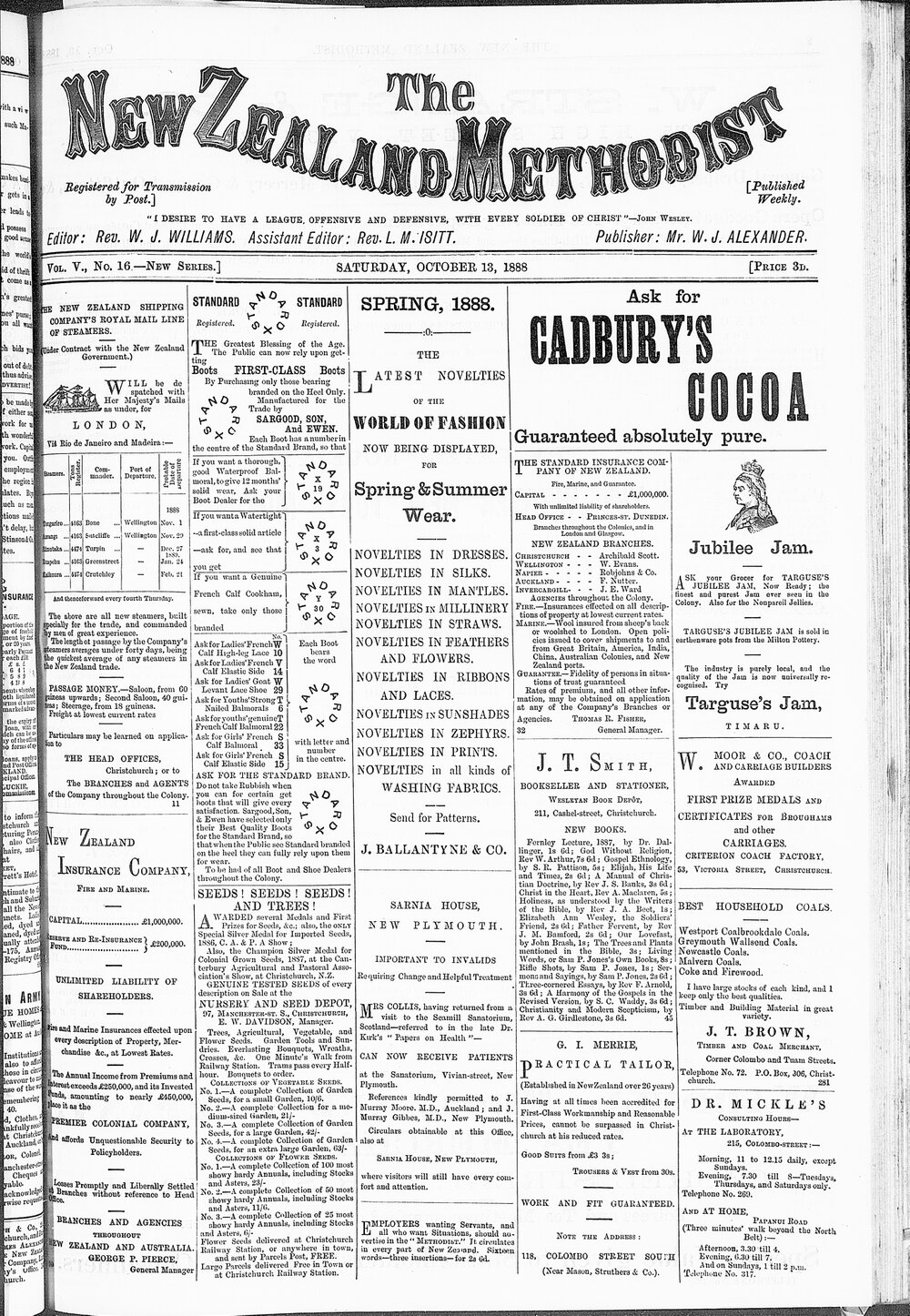 The New Zealand Methodist Times: 13th October 1888