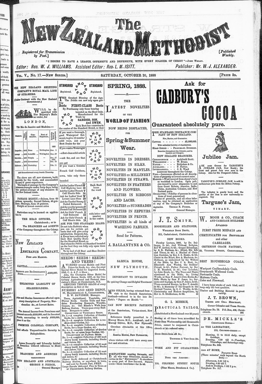 The New Zealand Methodist Times: 20th October 1888