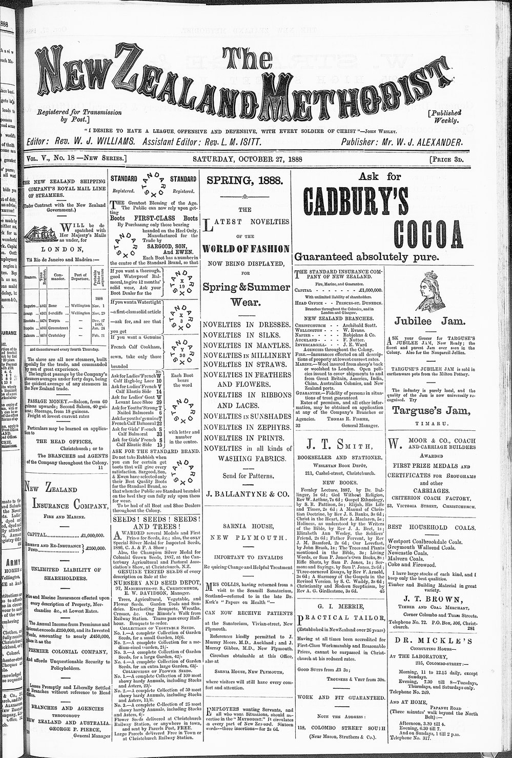 The New Zealand Methodist Times: 27th October 1888