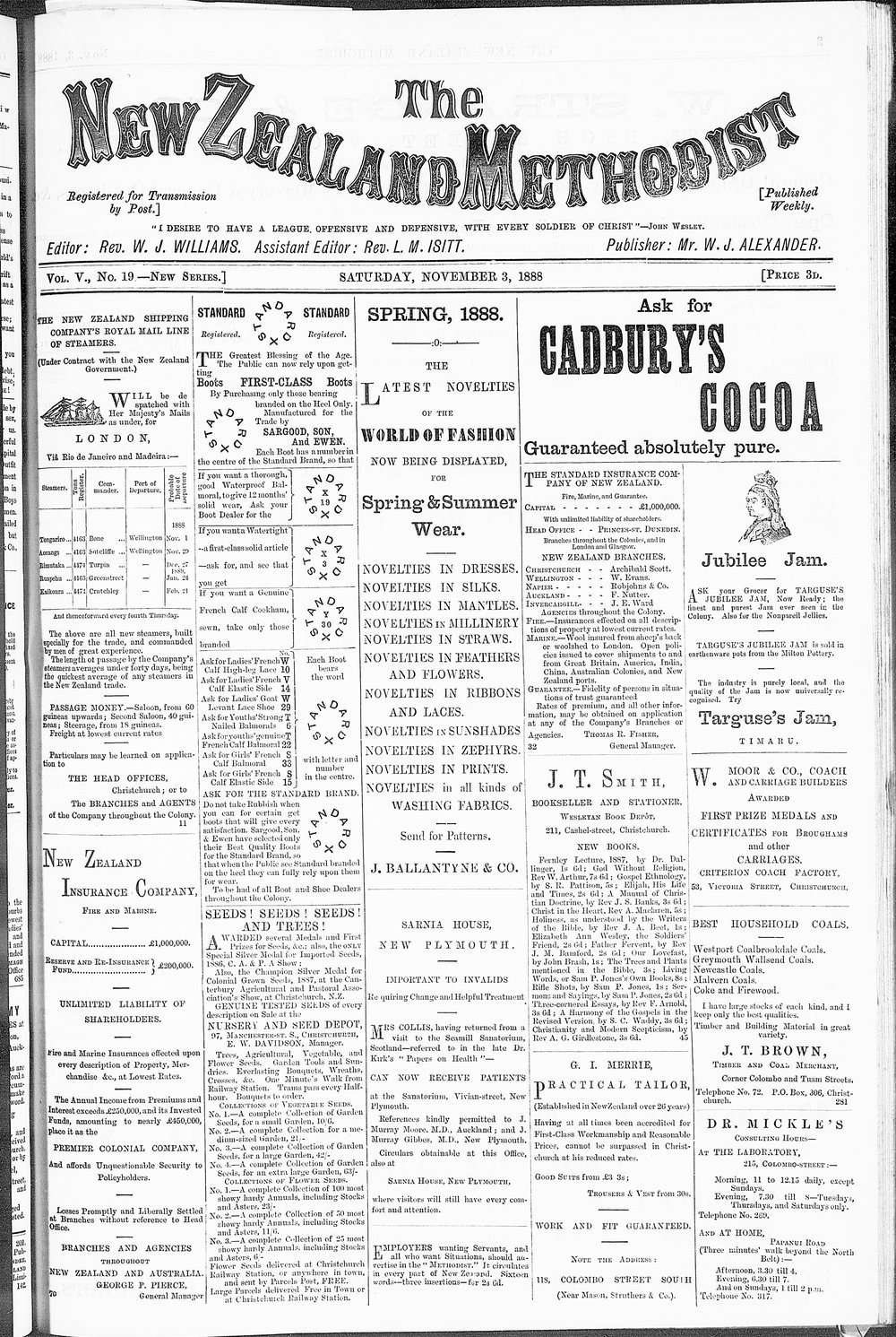 The New Zealand Methodist Times: 3rd November 1888