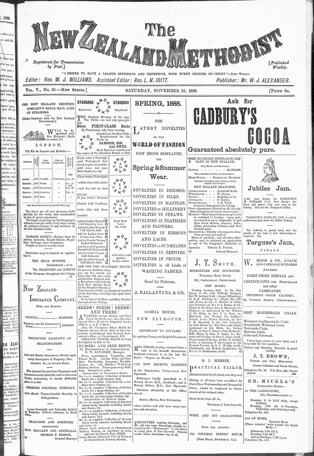 The New Zealand Methodist Times: 10th November 1888