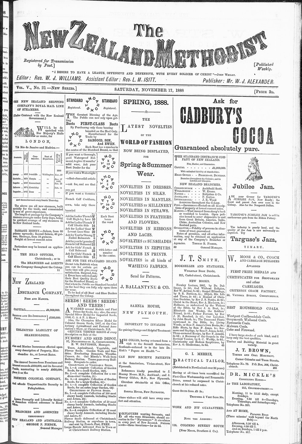 The New Zealand Methodist Times: 17th November 1888