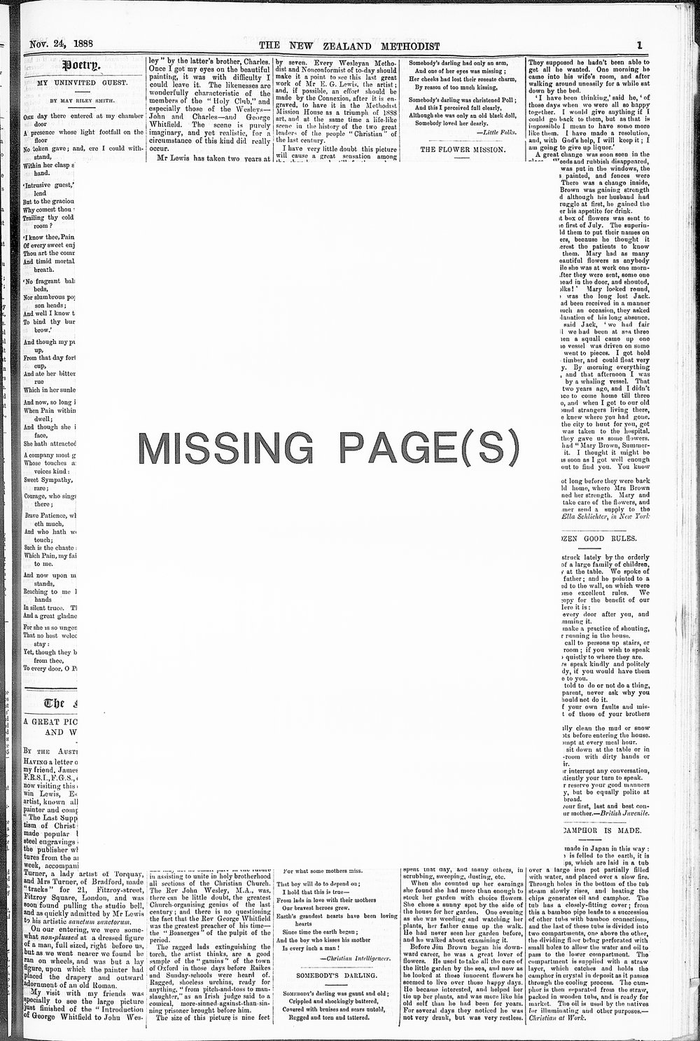 The New Zealand Methodist Times: 24th November 1888