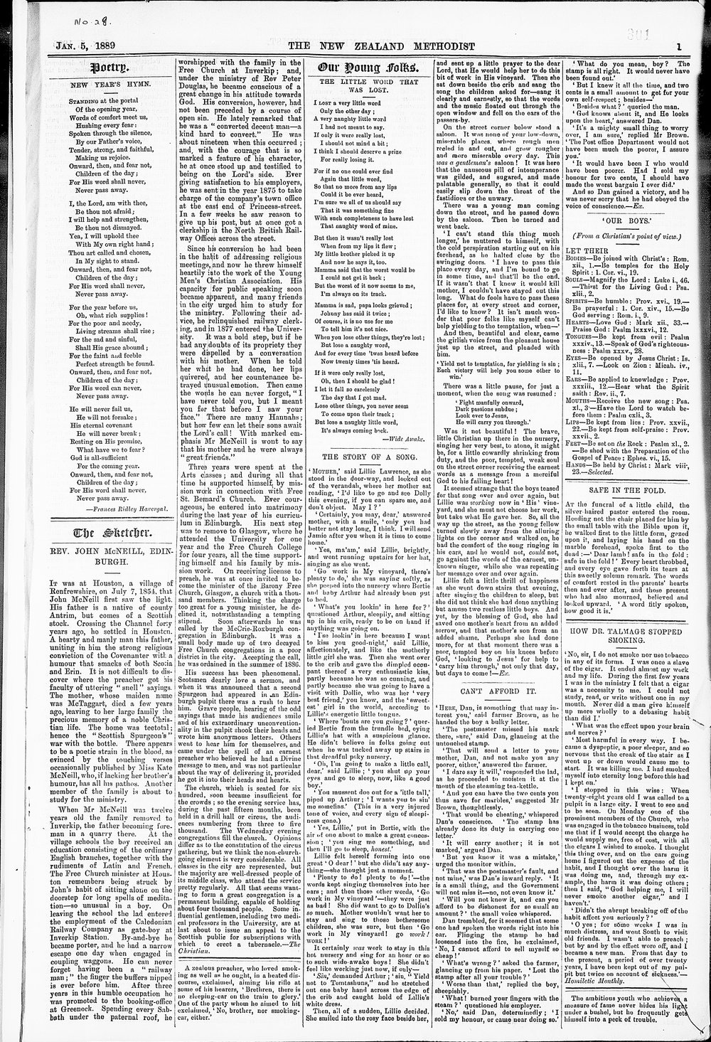 The New Zealand Methodist Times: 5th January 1889