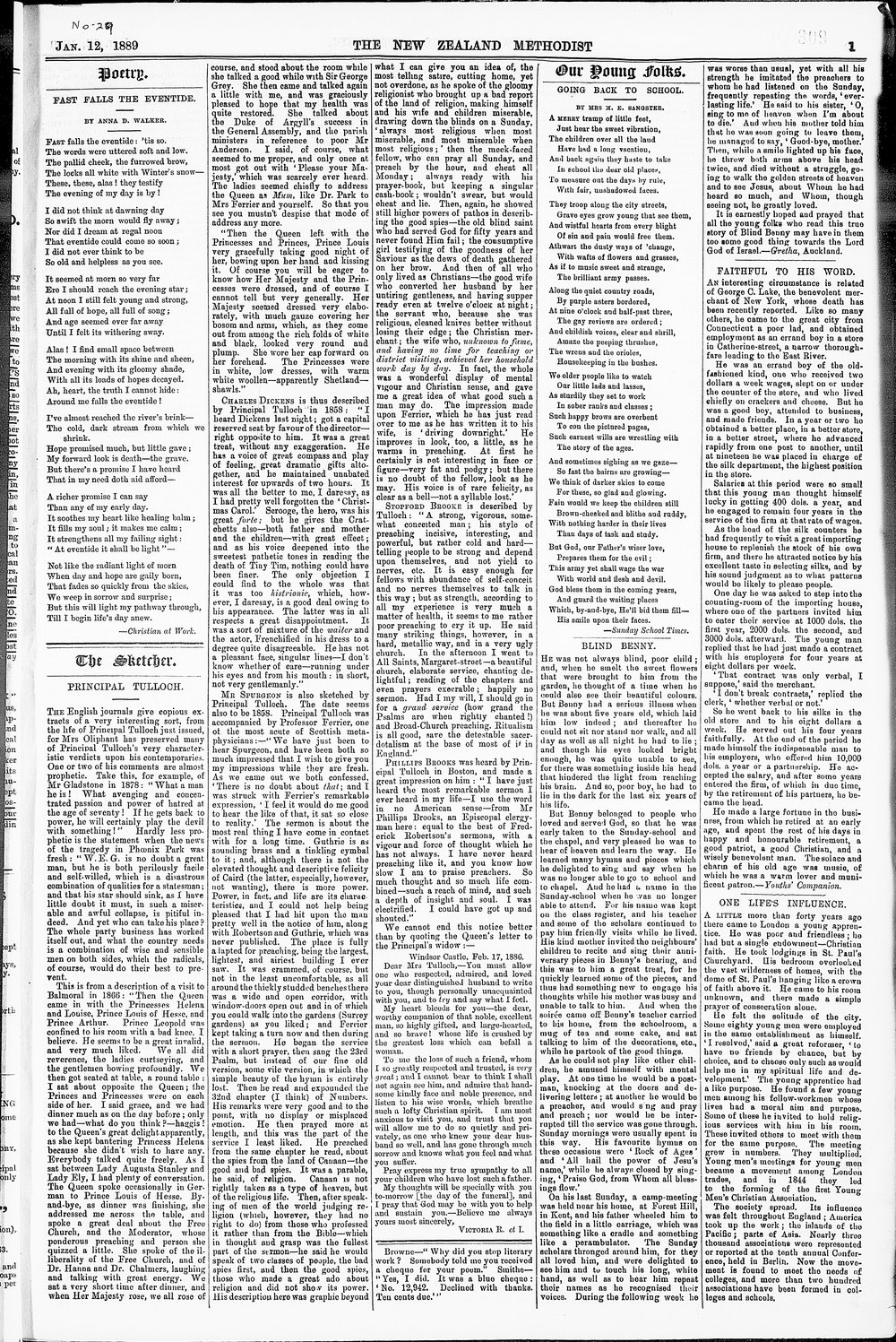The New Zealand Methodist Times: 12th January 1889