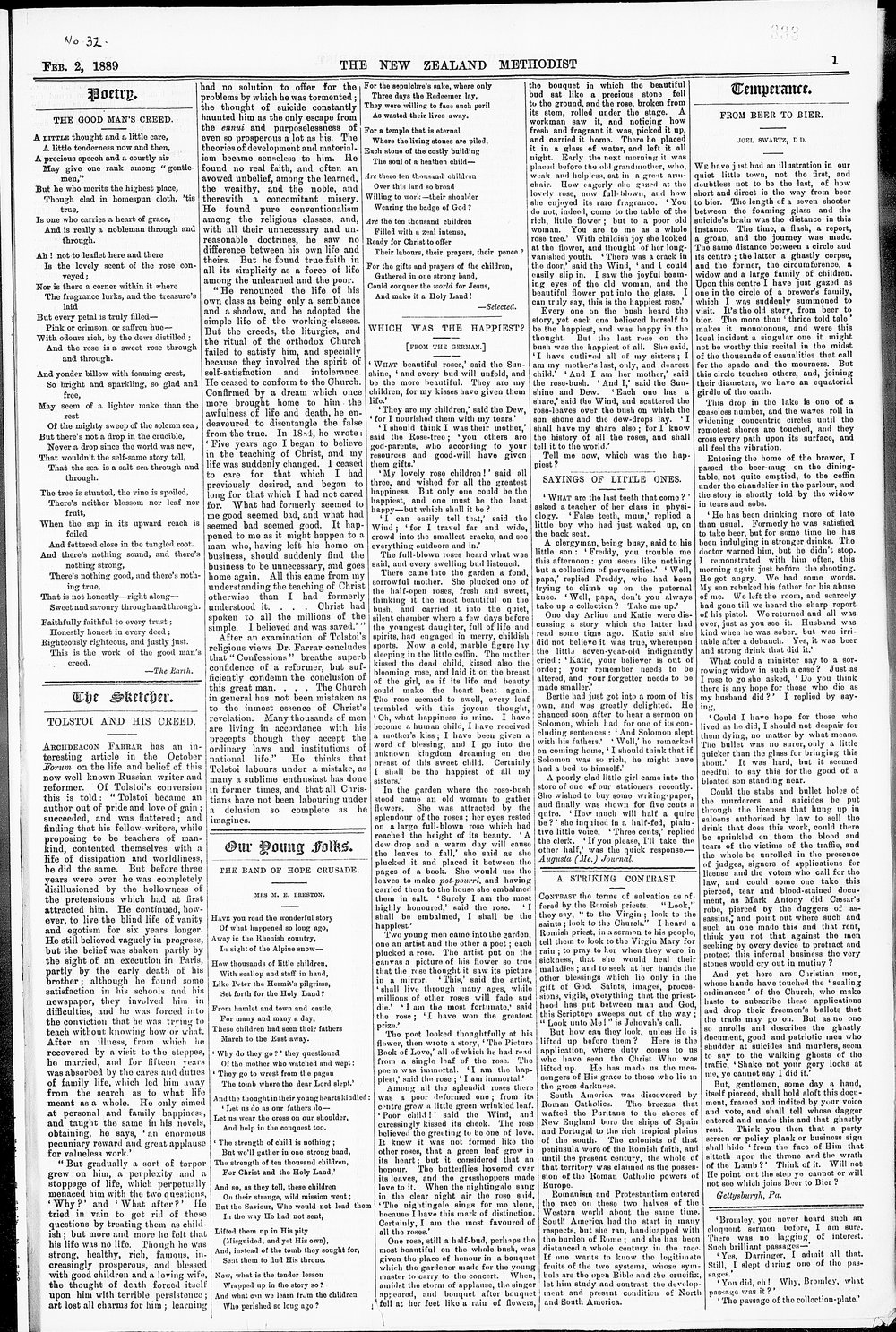 The New Zealand Methodist Times: 2nd February 1889