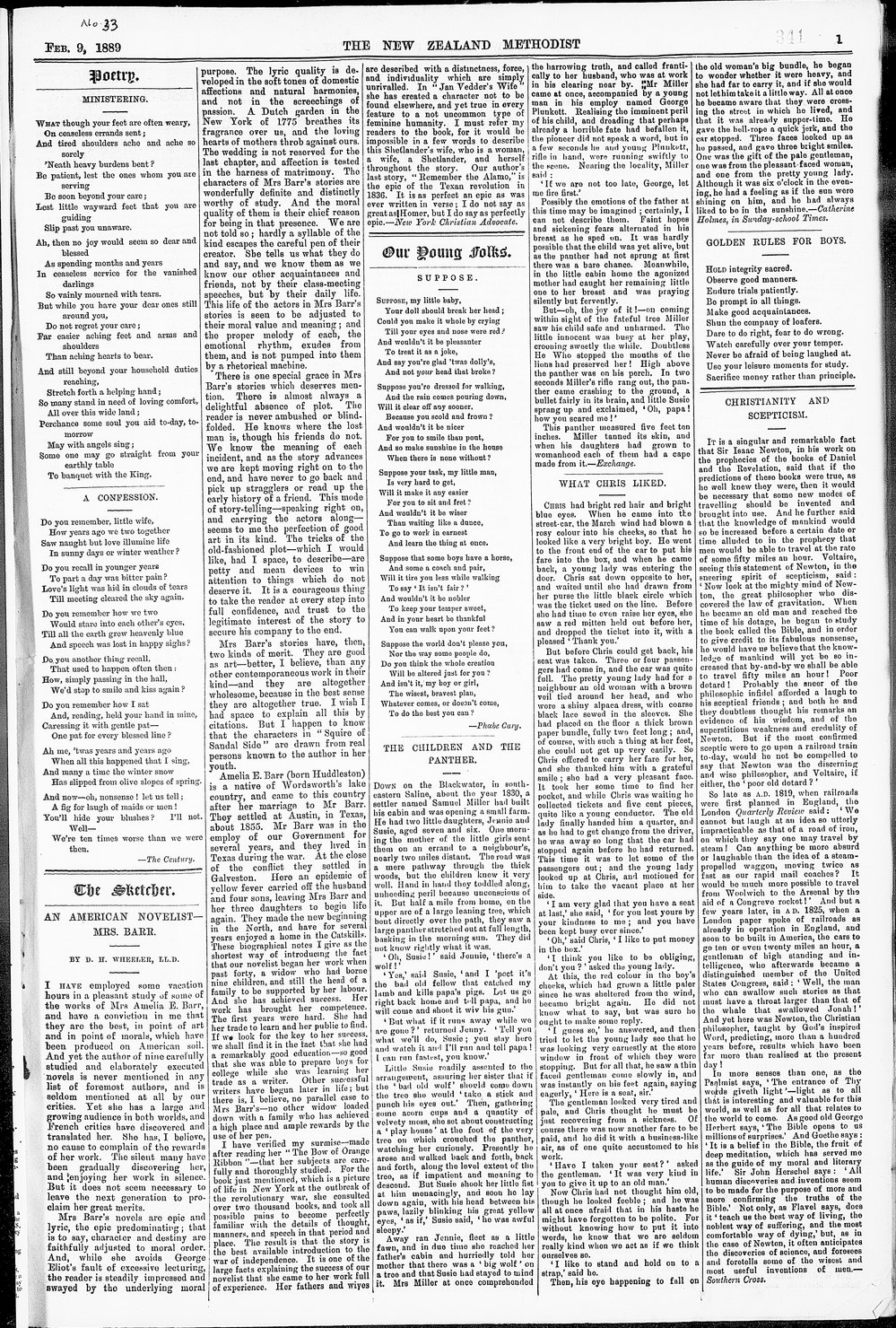 The New Zealand Methodist Times: 9th February 1889