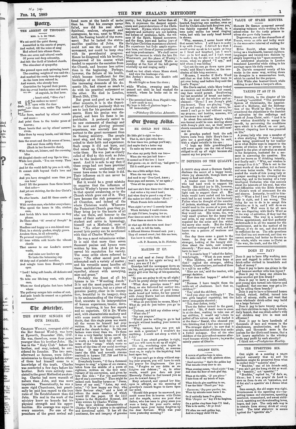 The New Zealand Methodist Times: 16th February 1889
